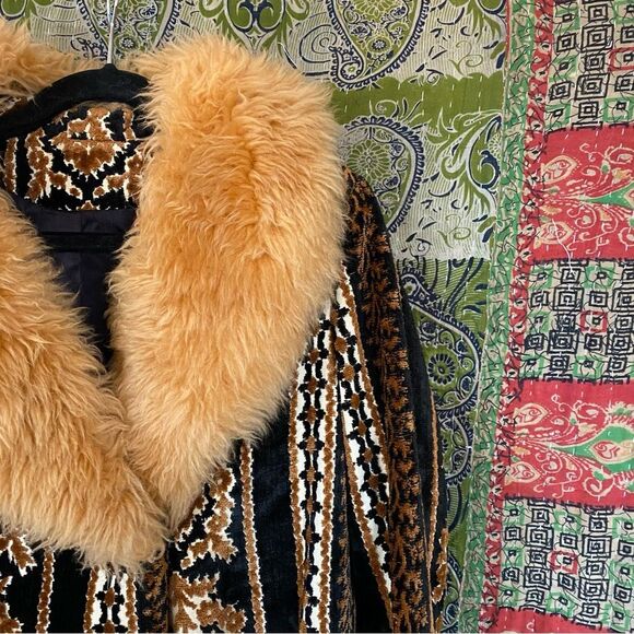 Vtg 1970's Country Pacer Multicolored Tapestry Faux Fur Penny Lane Coat Size S/M - Picture 6 of 16